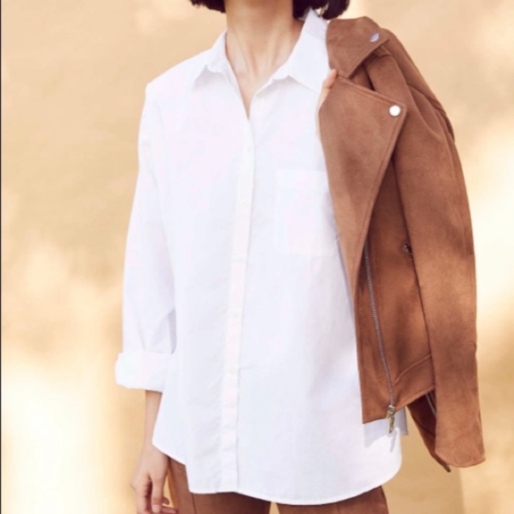 Loft white button down top NWT